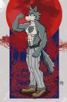  abs absurd_res anthro beastars biceps canid canine canis flexing hi_res intersex intersex/male legoshi_(beastars) lobo_serchwolf male male/male mammal muscular muscular_male shirtless_male solo wolf 