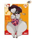  2021 animal_crossing anthro big_breasts big_butt black_sclera bottomless bottomless_female breast_squish breasts brown_body brown_skin butt cleavage clothed clothing curvy_figure digital_media_(artwork) domestic_pig dress female fingers grey_body grey_skin hair hi_res hourglass_figure huge_breasts huge_butt inkit89 looking_at_viewer lucy_(animal_crossing) mammal multicolored_body multicolored_skin nintendo ponytail red_hair simple_background smile solo squish suid suina sus_(pig) teeth thick_thighs video_games voluptuous white_eyes wide_hips 