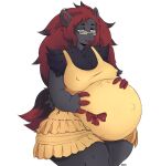  anthro apron big_breasts breasts clothing eyewear female glasses hands_on_stomach hi_res naata narrowed_eyes nintendo nipple_outline pok&eacute;mon pok&eacute;mon_(species) pregnant smile solo thick_thighs unborn_kicking video_games yellow_clothing yellow_eyewear yellow_glasses zoroark 