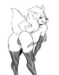  absurd_res anthro arcanine bent_over breasts butt clothed clothing fangs female fluffy fluffy_tail fur genitals hi_res multicolored_body multicolored_fur nintendo nipples open_mouth open_smile partially_clothed pok&eacute;mon pok&eacute;mon_(species) pussy simple_background smile solo the_dogsmith tongue two_tone_body two_tone_fur video_games white_background 