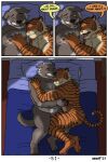  age_difference anthro bed boomer_(nanoff) canid canine canis caress cuddling duo felid furniture hi_res hug male male/male mammal miles_(nanoff) musclegut muscular muscular_male nanoff nude pantherine pillow_talk sleeping slightly_chubby tiger wolf 
