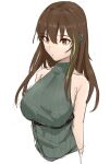  1girl absurdres bare_shoulders breasts brown_eyes brown_hair eyebrows_visible_through_hair fish_dumplings girls_frontline green_sweater_vest highres long_hair looking_at_viewer looking_away m4a1_(girls_frontline) medium_breasts multicolored_hair solo white_background 