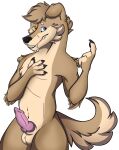  absurd_res anthro balls bird_dog canid canine canis digital_media_(artwork) domestic_dog erection fur genitals golden_retriever hair hi_res hunting_dog knot male male/male mammal nude penis retriever sheena_ink simple_background smile solo 