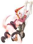  albino bottomless breasts copyright_request highres large_breasts miito_shido pointy_ears pussy_juice red_eyes snake solo tail tongue topless white_hair 