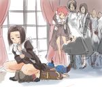  6+girls copyright_request cunnilingus dress dress_lift girl_on_top hetero maid michael multiple_girls oral panties panty_pull sitting sitting_on_face sitting_on_person sketch squatting straddling underwear 