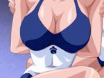 animated animated_gif between_breasts bible_black bouncing_breasts breast_drop breasts large_breasts lowres nipples one-piece_swimsuit school_swimsuit screencap solo_focus swimsuit undressing 