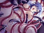  1girl blue_hair blush breasts cum game_cg nurse pretty_soldier_wars pussy rape tears tentacle thighhighs uncensored 