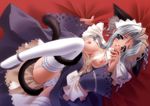  animal_ears breasts carnelian cat_ears garter_belt highres maid maid_headdress mariel_(yamibou) medium_breasts nipples panties solo tail thighhighs underwear white_panties yami_to_boushi_to_hon_no_tabibito 