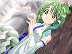  akaza cleaning detached_sleeves green_eyes green_hair henshiin!_2 henshin!_2 kochiya_sanae koimizu_tsuki penis penis_awe phallic_symbol statue third-party_edit touhou 