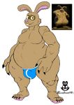  aardman_animations after_transformation anthro christomwow clothing hi_res lagomorph leporid male male/male mammal overweight overweight_male rabbit solo tight_clothing transformation underwear wallace_(wallace_and_gromit) wallace_and_gromit were-rabbit 