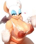  &lt;3 anthro big_breasts blue_eyes bodily_fluids breasts chiropteran cleavage clothed clothing cum cum_in_a_cup cum_on_breasts curvy_figure donaught english_text female fur genital_fluids gloves handwear hi_res hooters huge_breasts looking_at_viewer mammal nipples partially_clothed rouge_the_bat shirt simple_background smile solo sonic_the_hedgehog_(series) stray_pubes straydog tank_top text text_on_clothing text_on_shirt text_on_tank_top text_on_topwear tongue tongue_out topwear translucent translucent_clothing voluptuous wet wet_clothing wet_shirt wet_topwear wings 