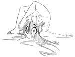  bent_forward butt equid equine fan_character female hair hasbro horse jrvanesbroek long_hair looking_at_viewer mammal monochrome my_little_pony nipples nude pony simple_background solo white_background yoga zero_zero.exe_(oc) 