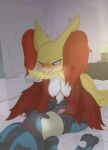  &lt;3 anthro bed better_version_at_source blush bodily_fluids breasts breath censored curtains delphox duo female furniture genitals hand_on_chest hand_on_hip hi_res inside lamp looking_at_another looking_pleasured lucario male male/female mosaic_censorship motion_lines ne_i_ro nintendo panting penis pillow pok&eacute;mon pok&eacute;mon_(species) pussy pussyjob red_eyes sex spikes sweat tongue tongue_out video_games 