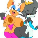  1:1 anthro big_breasts big_butt black_body breast_size_difference breasts butt chiropteran clothed clothing colored duo edit fangs female fur hair hi_res holding_breast huge_breasts huge_butt imp interspecies looking_back mammal mature_anthro mature_female midna mostly_nude multicolored_body nintendo nipples open_mouth open_smile orange_hair partially_clothed rouge_the_bat simple_background small_breasts smile sonic_the_hedgehog_(series) the_legend_of_zelda thecon tongue twilight_princess two_tone_body video_games white_body white_fur 