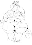  2018 anthro areola areola_slip big_breasts biped black_and_white bottomwear breasts camel_toe clothed clothing curvy_figure dragon english_text female fully_clothed hair hand_on_cheek huge_breasts line_art long_hair midriff miss_l monochrome navel nipple_outline obese obese_anthro obese_female overweight overweight_anthro overweight_female scalie shorts solo text thick_thighs under_boob vdisco voluptuous wide_hips 