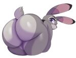  anthro big_butt bottomless butt clothed clothing disney edit female fluffy fluffy_tail fur grey_body grey_fur huge_butt judy_hopps lagomorph leporid looking_back mammal open_mouth presenting presenting_hindquarters purple_eyes rabbit simple_background solo sssonic2 teeth thickthighs white_background zootopia 
