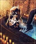  anthro bath bathing bathtub breasts canid canine catherinemeow female fox hi_res mammal marble_fox nipples red_fox solo vanessa 