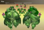  absurd_res accessory anthro areola big_breasts big_butt biped breasts butt clothed clothing curvy_figure dragon english_text eyeshadow female flower flower_in_hair front_view genitals grass_skirt green_areola green_body green_hair green_nipples green_scales hair hair_accessory hi_res horn huge_breasts huge_butt hyper hyper_breasts hyper_butt long_hair makeup model_sheet nipples obese obese_anthro obese_female overweight overweight_anthro overweight_female plant purple_eyeshadow pussy rear_view scales scalie solo text thick_thighs topless vdisco vita_(nocom) voluptuous wide_hips 