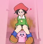  adeleine black_hair blush bodily_fluids bottomless bottomwear clothed clothing domination duo fart fart_fetish feces female female_domination genitals go2 hair human human_focus humiliation kirby kirby_(series) living_toilet looking_at_viewer male male/female mammal nintendo open_mouth peeing peeing_on_another pooping_on_another public_toilet purple_eyes pussy scat sitting skirt smelly smile tears toilet toilet_use transformation video_games waddling_head 