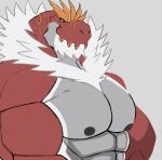  abs absurd_res anthro beard biceps darknaigart dinosaur facial_hair hair hi_res looking_down male muscular muscular_anthro muscular_male nintendo nipples pecs pok&eacute;mon pok&eacute;mon_(species) red_body reptile scalie smile solo theropod tyrannosaurid tyrannosaurus tyrannosaurus_rex video_games white_eyes white_hair 