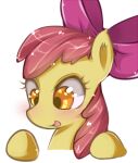  2013 alpha_channel amber_eyes ambiguous_gender apple_bloom_(mlp) blush equid equine eyelashes friendship_is_magic horse hua113 mammal my_little_pony open_mouth pony portrait ribbons simple_background smile solo transparent_background yellow_body 