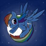  2013 ambiguous_gender blue_body cutie_mark equid equine eyelashes feathered_wings feathers feral flying friendship_is_magic full_moon hair hi_res inkwel mammal moon multicolored_hair my_little_pony pegasus pink_eyes rainbow_dash_(mlp) smile star wings 