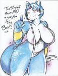  blue_body canid canine clothed clothing female fox hi_res krystal mammal mcdave19 nintendo partially_clothed solo star_fox video_games 