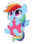  2013 ambiguous_gender blue_body chibi cutie_mark equid equine eyelashes feathered_wings feathers friendship_is_magic hair hasbro looking_up mammal multicolored_hair my_little_pony pegasus pink_eyes rainbow_dash_(mlp) simple_background smile solo suikuzu white_background wings 