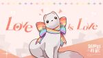  1boy aqua_bow black_eyes blush_stickers bow ermine ferret green_bow heart highres lgbt_pride male_focus multicolored_bow nu_carnival orange_bow pride_month purple_bow rainbow_flag red_bow topper_(nu_carnival) weasel yellow_bow 