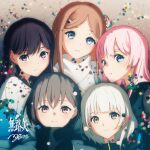  5girls album_cover bang_dream! bang_dream!_it&#039;s_mygo!!!!! blue_eyes brown_eyes brown_hair chihaya_anon cover grey_hair heterochromia highres kaname_raana long_hair looking_at_viewer multiple_girls mygo!!!!!_(bang_dream!) nagasaki_soyo official_art pink_hair shiina_taki shirt short_hair takamatsu_tomori upper_body yellow_eyes 