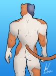 anthro butt calico_cat da1k1ra domestic_cat epic_games felid feline felis fortnite hi_res male mammal meowscles muscular muscular_anthro muscular_male nude solo tail