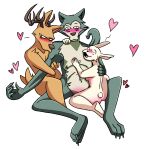 2023 3_toes 5_fingers absurd_res anthro antlers beastars bent_legs bisexual blush blush_lines body_blush breasts brown_body brown_fur brown_nose butt butt_blush canid canine canis cheek_tuft claws crotch_blush deer deerkid digital_drawing_(artwork) digital_media_(artwork) embarrassed embrace facial_tuft feet female finger_claws fingers fur green_body green_fur group haru_(beastars) hearts_around_body hi_res horn lagomorph legoshi_(beastars) leporid looking_at_viewer louis_(beastars) male male/female mammal monotone_body monotone_fur multicolored_body multicolored_fur narrowed_eyes nude rabbit scut_tail short_tail shoulder_tuft simple_background sitting spread_legs spreading tail toe_claws toes trio tuft two_tone_body two_tone_fur white_background white_body white_fur wolf