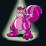 animate_inanimate anthro belly big_belly breasts female genitals imminent_vore inflatable latex living_inflatable living_latex mammal mephitid mommy_kink overweight pear-shaped_figure pink_body plump_labia pussy simple_background skunk smile smirk solo spontaneousfred story story_in_description talking_to_another thick_thighs unbirthing unseen_character vaginal vore wide_hips
