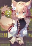 absurd_res anthro blonde_hair blue_eyes canid canine choual female fox hair hi_res kemono mammal open_mouth ring solo