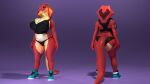 absurd_res anthro big_breasts big_butt bikini bikini_bottom blue_eyes bottomwear bra breasts butt clothed clothing cobra countershading digital_media_(artwork) ember_(f-euphrates) f-euphrates female footwear hi_res huge_breasts huge_filesize navel non-mammal_breasts panties red_body reptile scalie shoes simple_background snake snake_hood solo standing swimwear tail thick_thighs underwear wide_hips