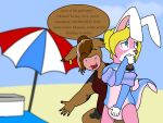  beach bovid bovine cattle diaper duo embarrassed female infantilism lagomorph leporid male male/female mammal outside rabbit rael_bunni_(character) seaside xiphx 