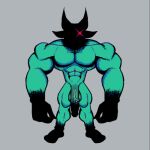 abs balls big_penis chronobauble demon fingers genitals grey_background horn male muscular muscular_arms muscular_male myriad_demon nude pecs penis simple_background solo vein veiny_penis