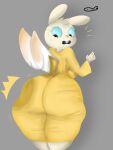 angel_gabby anthro big_breasts big_butt breasts butt butt_slap clothing female hi_res lagomorph leporid mamasoyanini mammal rabbit simple_background slap solo spanking thick_thighs wings