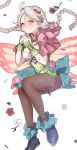  1girl absurdres ahoge blue_dress blue_eyes blue_footwear blush braid breasts brown_pantyhose butterfly_wings capelet commission commissioner_upload cross-laced_clothes cross-laced_dress dress fairy fairy_wings fire_emblem fire_emblem_fates fire_emblem_heroes flower flower_bracelet gradient_clothes green_bracelet green_dress hair_vines harness highres insect_wings leaf_bracelet lone_nape_hair long_hair low_twin_braids low_twintails mayumayu024 medium_breasts nina_(fire_emblem) nina_(resplendent)_(fire_emblem) non-web_source pantyhose parted_bangs pink_capelet pink_flower short_dress skeb_commission solo twin_braids twintails two-tone_dress vine_bracelet vine_harness white_flower white_hair wings 