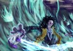  1boy absurdres afro ascot beefussop12 black_hair blue_ascot brook_(one_piece) buttons cane commentary_request frills fur_trim highres holding holding_cane long_sleeves male_focus one_piece skeleton solo 