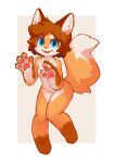 2024 absurd_res anthro blue_eyes breasts brown_body brown_fur canid canine claws color_fox dipstick_tail fangs female finger_claws fox fur gloves_(marking) hair hi_res leg_markings mammal markings multicolored_body multicolored_fur nude open_mouth orange_body orange_fur orange_tail pawpads pink_body pink_pawpads socks_(marking) solo tail tail_markings teeth two_tone_tail