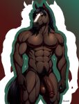 abs animal_genitalia anthro balls big_balls big_penis black_hair brown_body brown_fur equid equine equine_genitalia fur genitals hair horse huge_penis humanoid_genitalia hyper hyper_genitalia hyper_penis js2008 looking_at_viewer male mammal muscular muscular_anthro muscular_male nude_anthro nude_male pecs penis pubes solo standing vein veiny_penis