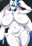 absurd_res big_breasts biped breasts censored eyelashes featureless_breasts female hi_res huge_breasts looking_at_viewer lunaris_(pal) navel pupils simple_background solo thick_thighs white_body wirberlwind