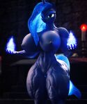 abs absurd_res anthro anthrofied areola big_breasts blue_body blue_eyes blue_eyeshadow blue_fire blue_fur blue_hair blue_pussy blue_tail breasts clothing colored_fire cutie_mark dashie116 elemental_manipulation equid equine ethereal_hair ethereal_tail eyeshadow female fire fire_manipulation friendship_is_magic fur genitals glowing glowing_genitalia glowing_pussy hair hasbro hi_res horn magic makeup mammal muscular muscular_anthro muscular_female my_little_pony nipples nude princess_luna_(mlp) pussy tail under_boob unicorn