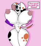  101_dalmatian_street 101_dalmatians anthro big_breasts big_nipples breasts canid canine canis curvaceous curvy_female curvy_figure da_vinci_(101_dalmatians) dalmatian disney domestic_dog erect_nipples female genitals hi_res holding_breast hourglass_figure huge_breasts luxioboi22 mammal nipples pussy small_waist smile solo thick_thighs voluptuous 