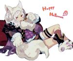  1girl aisutabetao animal_ears fake_animal_ears fake_tail fire_emblem fire_emblem_fates official_alternate_costume robin_(female)_(fire_emblem) robin_(female)_(halloween)_(fire_emblem) robin_(fire_emblem) solo tail thigh_strap wolf_ears wolf_girl wolf_paws 