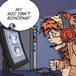  absurdres ayanami_rei black_hair blue_eyes blue_hair clenched_hands commentary computer english_commentary english_text frown garfield garfield_(character) headset highres hood hoodie ikari_shinji interface_headset keyboard_(computer) lcr_comics mouse_(computer) neon_genesis_evangelion open_mouth orange_hair orange_hoodie souryuu_asuka_langley 