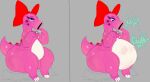  2018 3_fingers 3_toes abdominal_bulge accessory after_vore anthro anthro_pred belly big_belly biped birdo burping claws digestion digital_media_(artwork) dongwongtang eyelashes featureless_chest feet female female_pred finger_claws fingers hair_accessory hair_bow hair_ribbon hand_imprint hi_res huge_thighs imprint mario_bros multicolored_body multicolored_scales multiple_scenes nintendo nude open_mouth pink_body pink_scales plantigrade red_body red_scales reptile ribbons rumbling_stomach scales scalie sitting soft_vore solo sound_effects thick_thighs toe_claws toes unseen_character video_games vore white_body white_claws white_scales wide_hips 