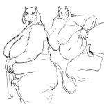 anthro areola balls belly big_breasts biped black_and_white blush boss_monster_(undertale) bovid breasts caprine digital_drawing_(artwork) digital_media_(artwork) erection fur genitals goat gynomorph hi_res horn intersex katsfish mammal mature_anthro mature_gynomorph mature_intersex monochrome nipples overweight overweight_anthro overweight_gynomorph overweight_intersex penis presenting sketch small_penis solo tail toriel undertale undertale_(series) white_body white_fur