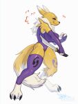absurd_res anthro bandai_namco big_(disambiguation) big_breasts breasts clothing digimon digimon_(species) erival female fighting_pose fluffy fluffy_tail hi_res nails pose renamon sharp_nails smile solo tail thick_thighs tight_clothing weapon